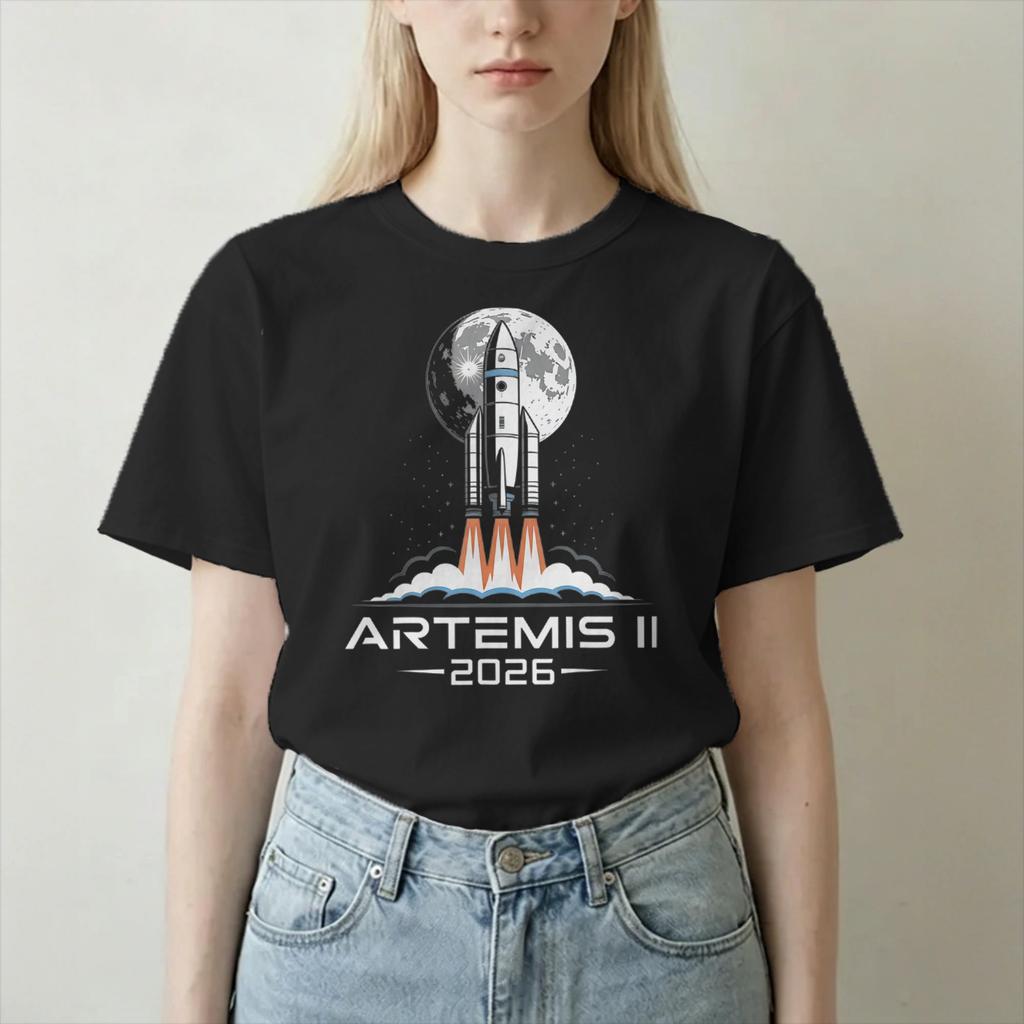 Crazy Artemis Ii 2026 Mission Tshirt Unisex Unisex Round Collar 100 Cotton T Shirt  Short Sleeve Tees Plus Size Clothing