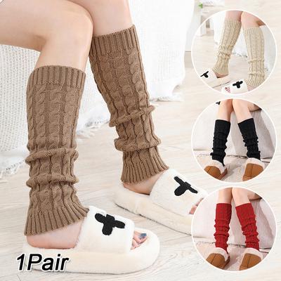 Women Warm Tights Lolita Knit Socks Japanese Leg Warmer Elegant Heap Socks Autumn Winter Knitted Foot Cover Cosplay