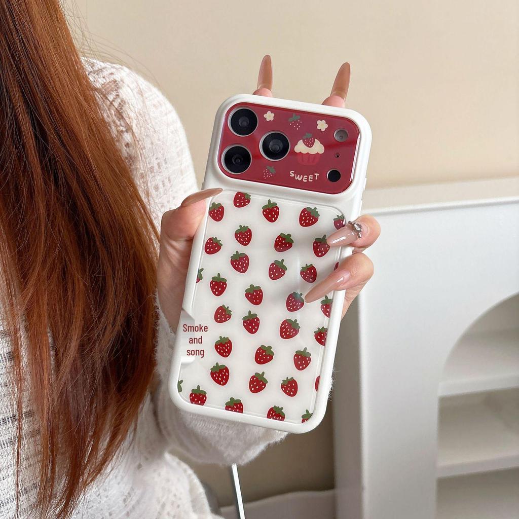 Blue & Red Strawberry iPhone 17 Pro Max/16 Pro/15 Pro Anti-Fall Protective Case