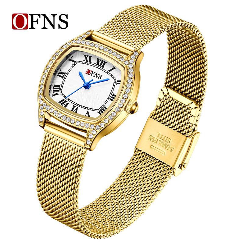 Oufannishi Women's Waterproof Square Fashion Watch, Roman Numerals, Diamond Accents