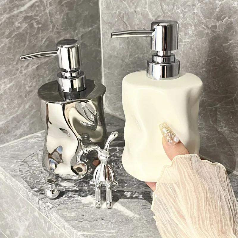 400ML Irregular Ceramic Lotion Bottle Press Hand Sanitizer Dispenser Bottle Shampoo Shower Gel Soap Dispenser Split Bottle