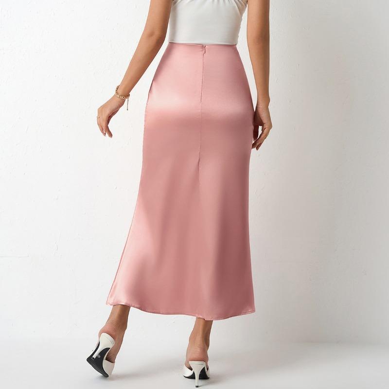 Women's Spring Summer Slim-fit Satin Skirt Mid-length Fish Tail Skirt