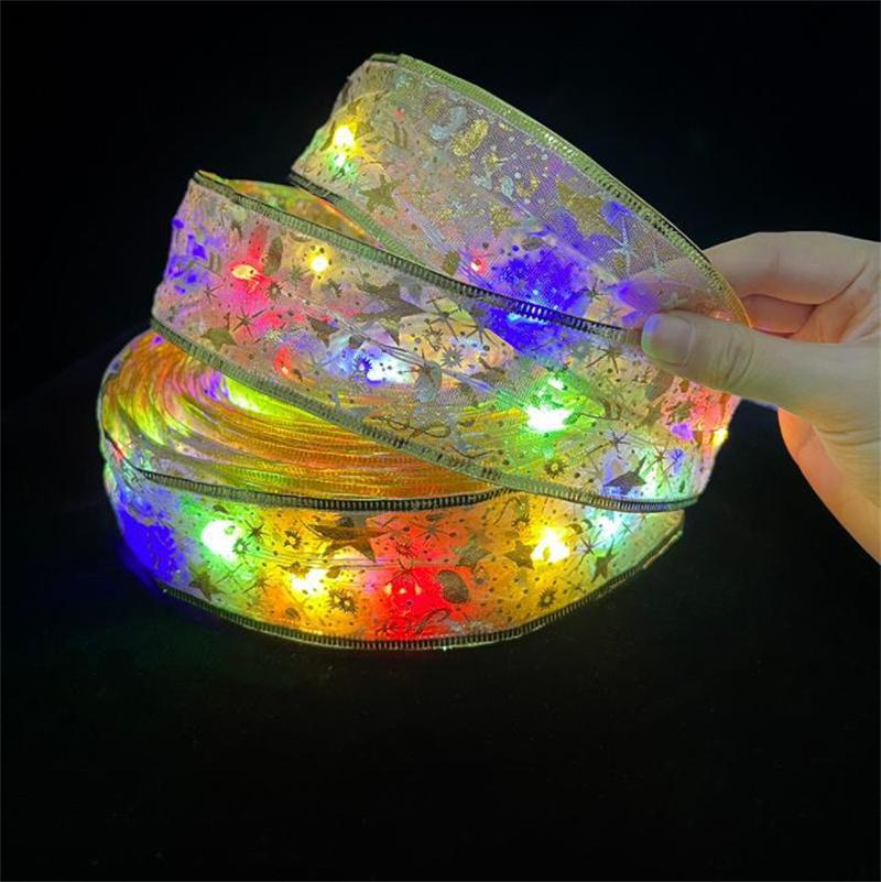 Xiaomi 1-10M Christmas Ribbon Fairy Light Decoration For Home 2025 DIY Bows String Light Tree Ornaments Xmas Decor New Year 2026