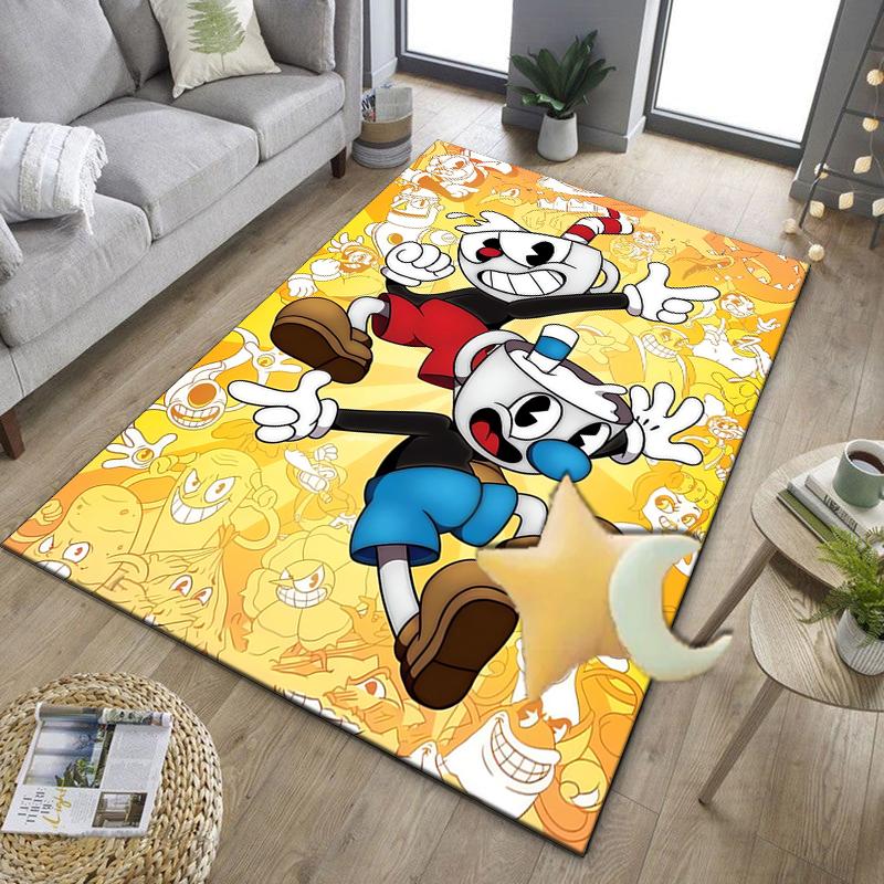 Cup-head And Mugman Adventure Office Rug Chair Mat, Game Carpet, Suitable for Front Door, Bedroom, Living Room, Desk, Holiday Gift
