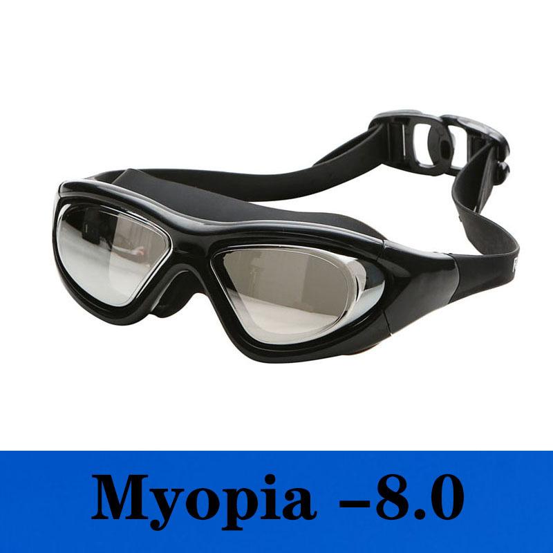 Prescription large-frame swimming goggles with electroplated coating, waterproof, anti-fog, high-definition swimming glasses
