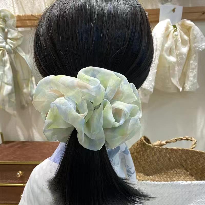 Women Hair Scrunchies Chiffon Floral Printed Hair Band for Girls Ponytail Holder Rubber Bands Hair Ties Hair Accessories Gifts