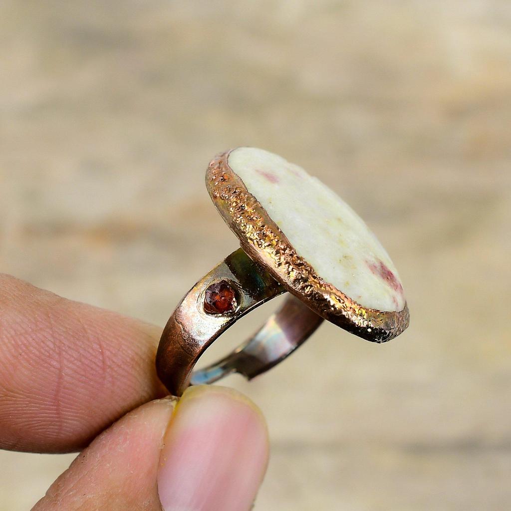 Vermilion Ring Electroformed Copper Ring Adjustable Rings Handmade Jewelry Real Gemstone Ring Vermilion Electroformed Jewelry Gift For Wedding