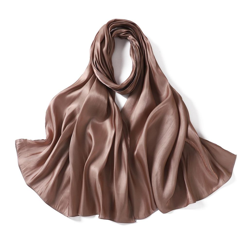 Neuer Sommer Glänzender Satin Damen Schal Mädchen Einfarbig Sonnenschutz Schals Weicher Foulard Schal Lässige Herbst Damen Wickelschals