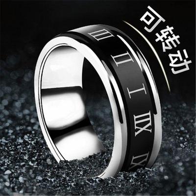 Anillo Rotatorio de Acero de Titanio con Números Romanos de Moda para Hombres y Mujeres