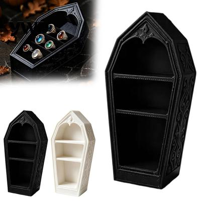 Compacte Plank voor Minifiguren Gotische Kistvormige Sieraden Opbergdoos, 3D Geprinte Mini Kistje Ringendoosje Snuisterijhouder, Halloween Spookachtig