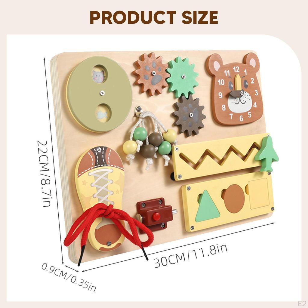 Kids Busy Board,Activity Board Gift Children Wooden Sensory Toy Educational for Preschool