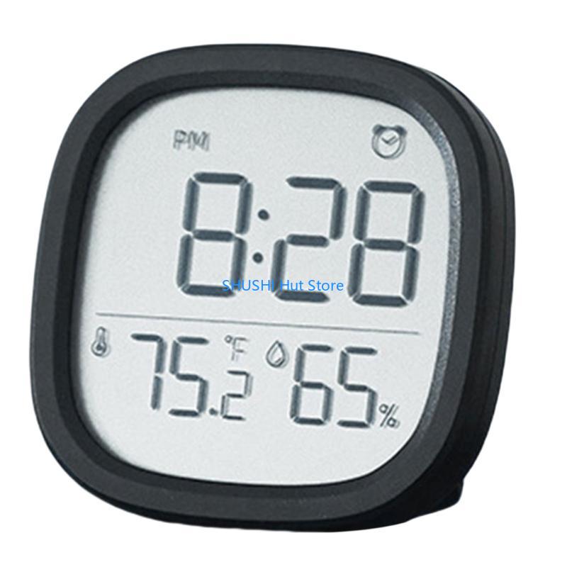 Digital Thermometers Hygrometer with LCD Screen Date Display Battery Operated Alarm Clock for Home and Office D57B