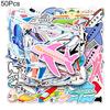 50Pcs Cartoon Sticker Waterproof Reusable DIY Self-Adhesive Aircraft Pattern Phone Case Luggage Sticker Kids Gift