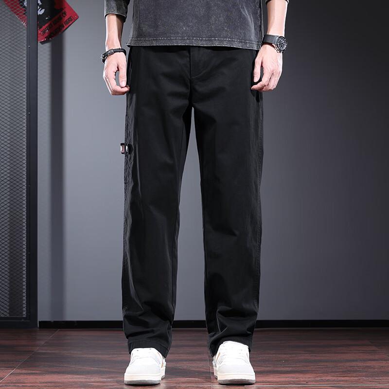 Jieleinuo Men's Pure Cotton Loose Straight-Leg Casual Trousers