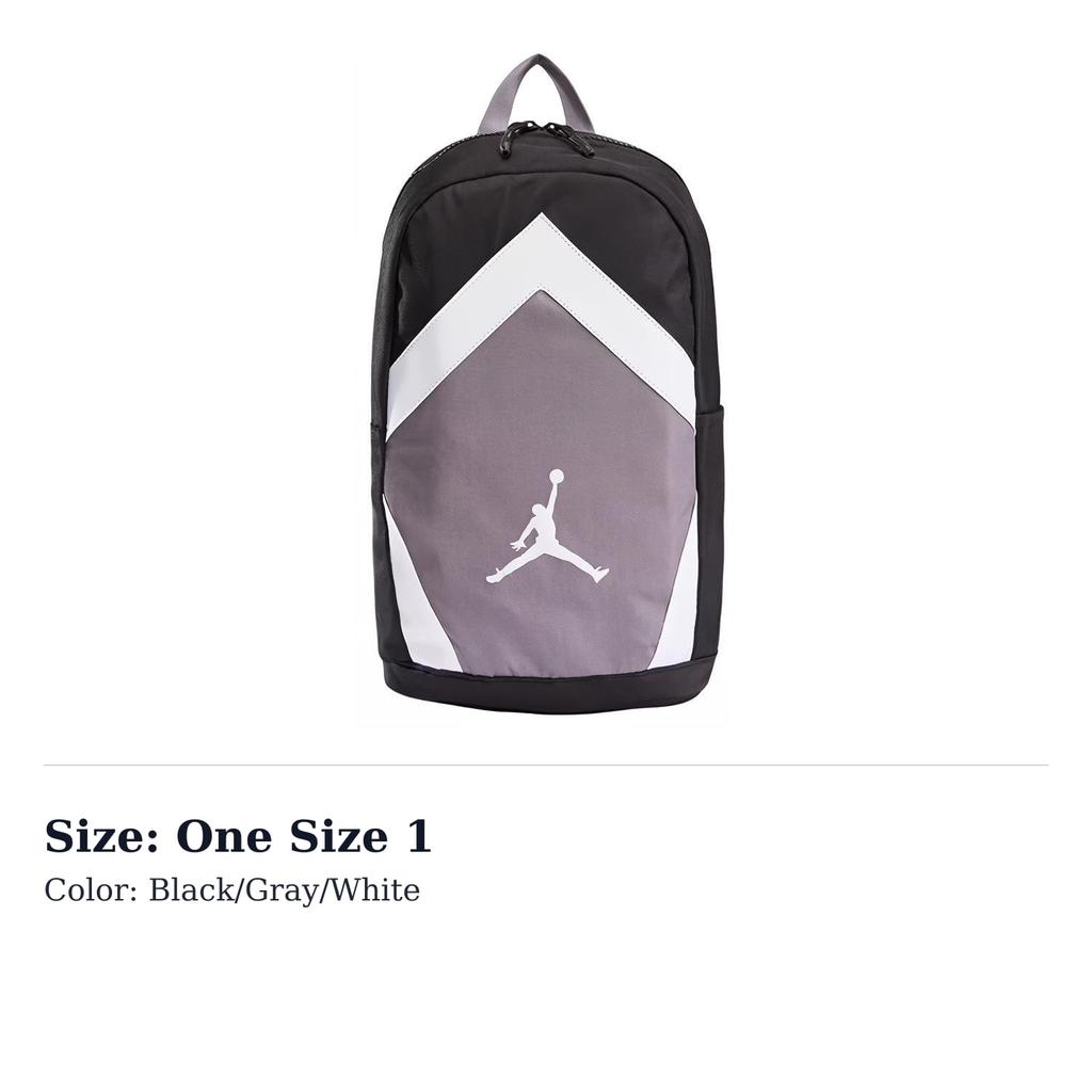 Jordan Polyester Backpack Unisex Black/Gray/White 9A0262-023