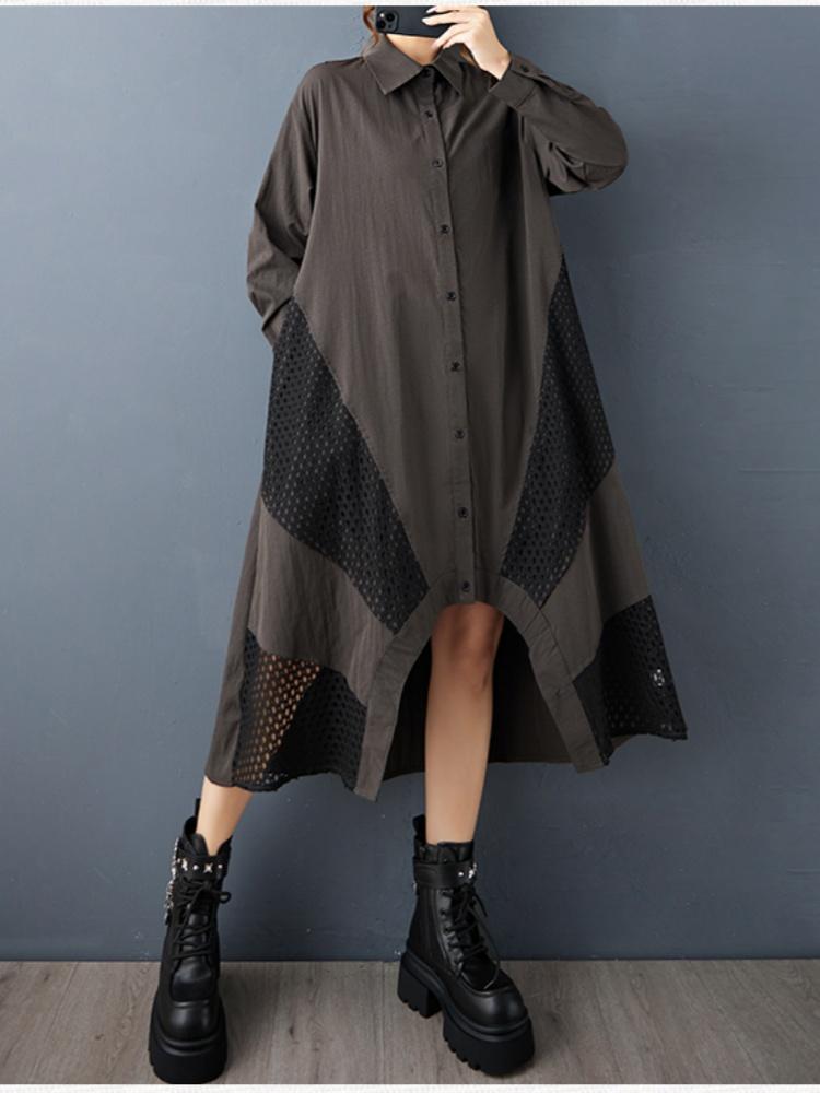 Long sleeve Plus size cotton vintage new in dresses for women casual loose Spring autumn shirt dress