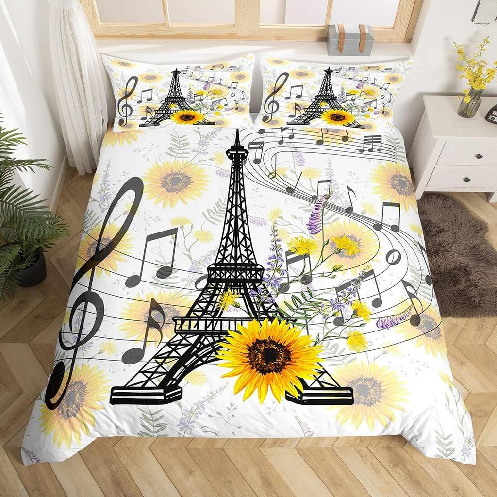 Eiffel Tower Duvet Cover Twin Full Queen King 3 Pcs Romantic Theme Bedding Set For Couple Adult Butterfly Print Comforter Cover