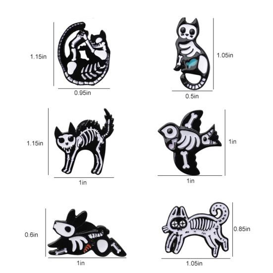 Talos Unisex Retro Vogel Katze Skelett Emaille Brosche Anstecker Jeansjacke Kragenabzeichen