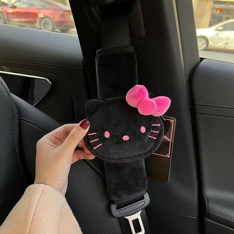 Black Hello Kitty Car Seat Belt Covers Accesorios Coche Car Shoulder Pad Seat Belt for Adults Youth Kids Accessories Interior
