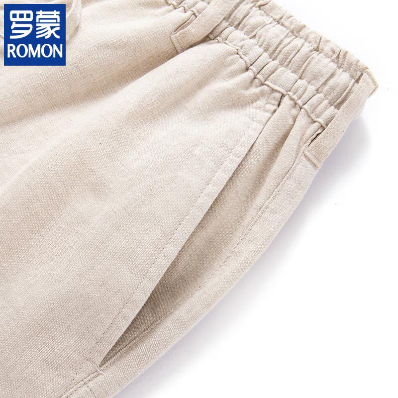 ROMON Men's Summer Linen Blend Breathable Casual Pants