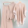 Women's Autumn Shawl Knitted Sweater Loose Wide Leg Pants Three Piece Suit Fashionable Casual Jacket Sweater Suit