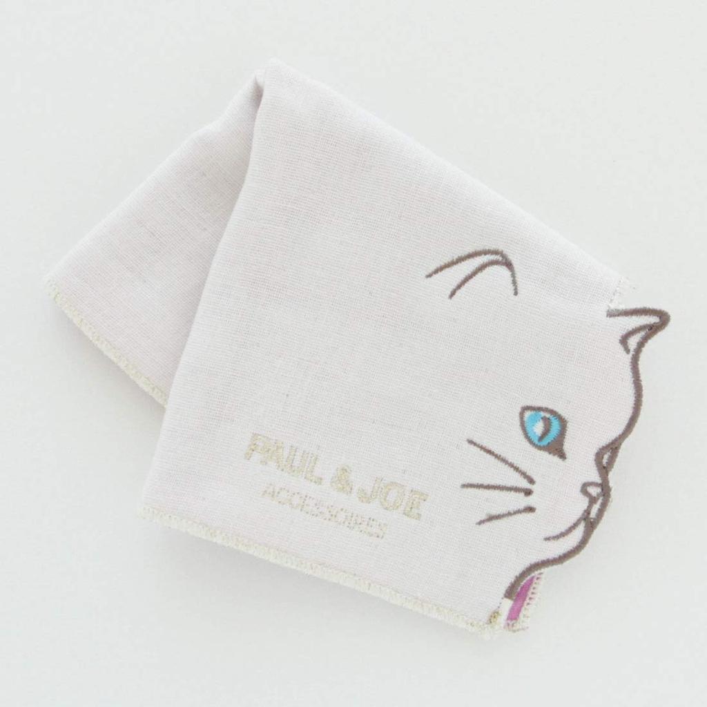 Paul Joe Mini Gauze Handkerchief Cat Pattern Paul Joe Accessory & Women's (Ivory) [100% Cotton] 20cm, & 107082-0502-20