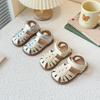 Girls Sandals T-strap Soft Sole Kids Beach Shoes Hollowed-out Soild Color 2025 Summer New Children Princess Shoes Non-slip Trend