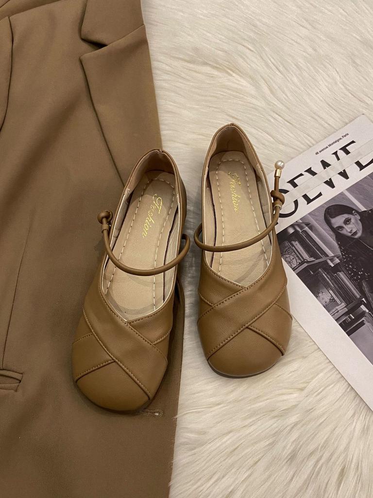 Shallow Doudou Single Shoes Women's 2025 Spring and Autumn New Skirt Soft Sole Pregnant Women Flat Mary Jane Shoes Silver