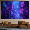 Sfondo Città Notturna Cyberpunk 2D Luci al Neon Vicolo Piovoso Sfondo per Foto Studio