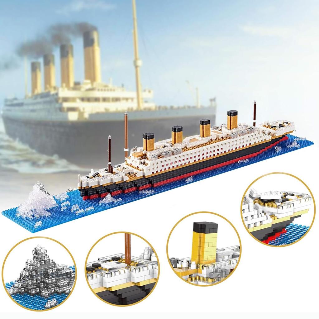 Vortalia Real Hobby Series Titanic Ship Building Blocks Set, Titanic Luxury Cruise Ship, Assembly Kit, Gift for Birthdays and Christmas, Boys, Girls,