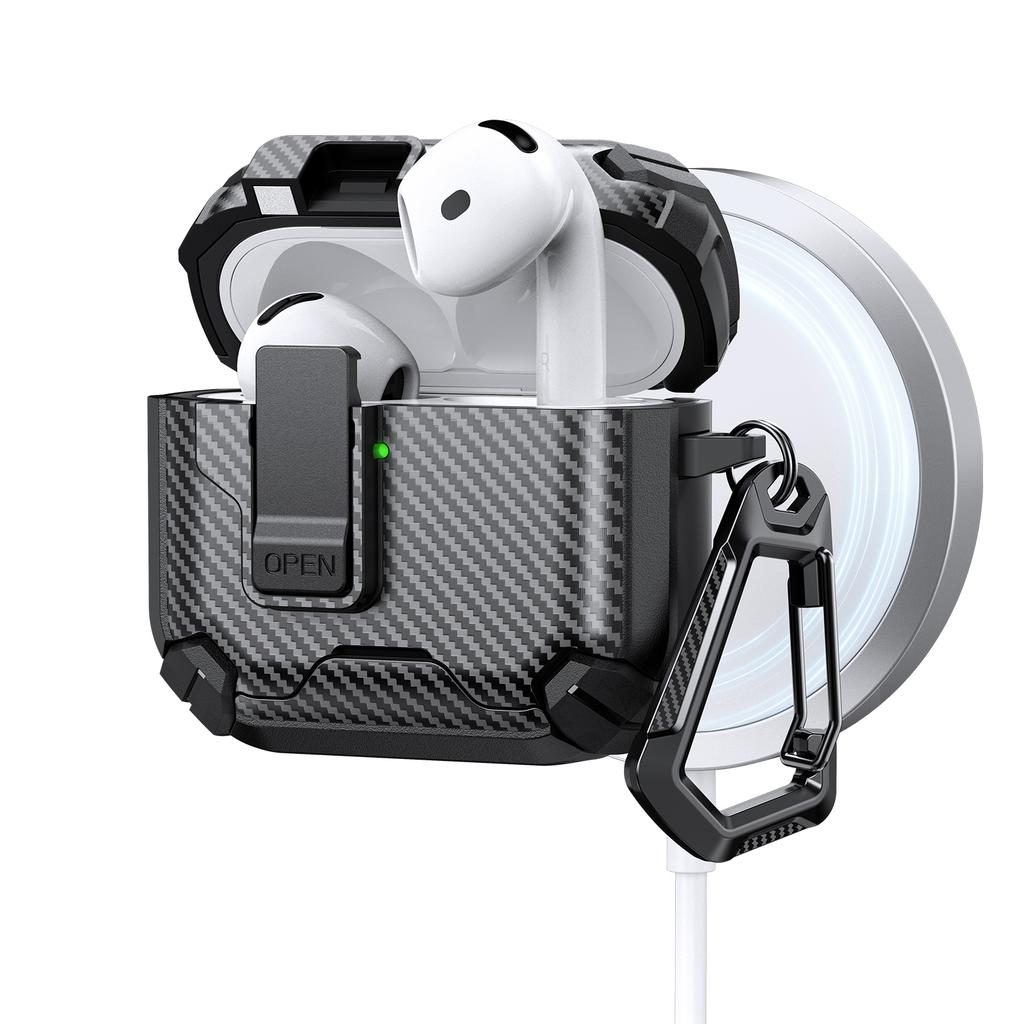 Phone Stand Case For AirPods 4 Generation Case Magnetic Automatic Lock with Cleaning Kit Shockproof Protective Case for AiPods 4