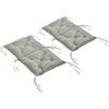 2 Piece Set Seat Cushions 98 X 50 Cm Chair Cushions With Ties Fabric Cover 8 Cm Thick Light Gray