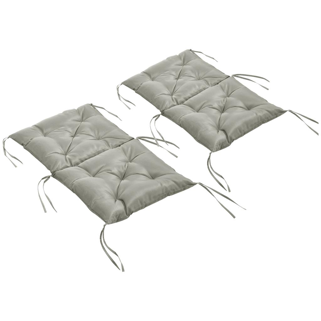 2 Piece Set Seat Cushions 98 X 50 Cm Chair Cushions With Ties Fabric Cover 8 Cm Thick Light Gray