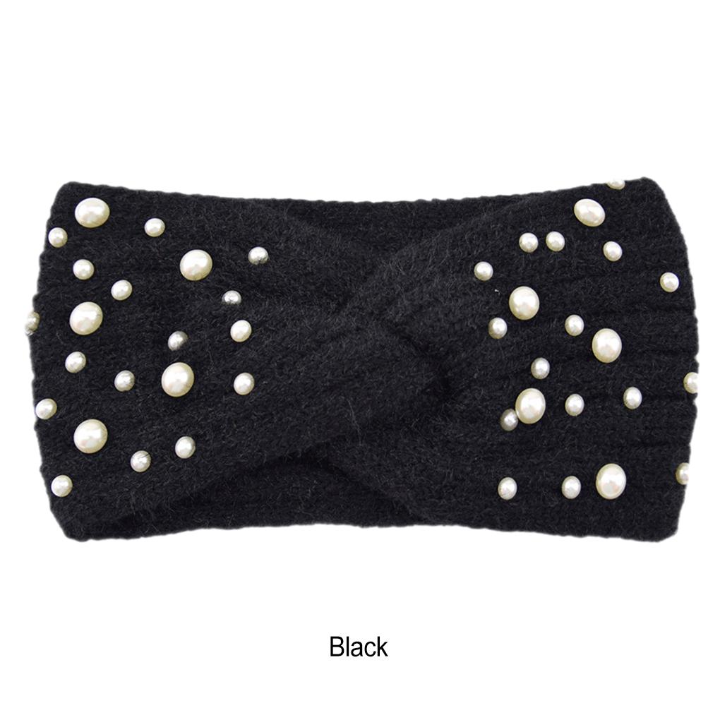 Warm And Stylish Ear Warmer Winter Headband For Women Lightweight New Pearl Knitted Cross Headbands