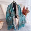 Luxury Cashmere Winter Scarves Embroidery Elegant Poncho Pareo Cape Warm Pashmina Shawl Chunky Headscarf Wrap Lady Turban