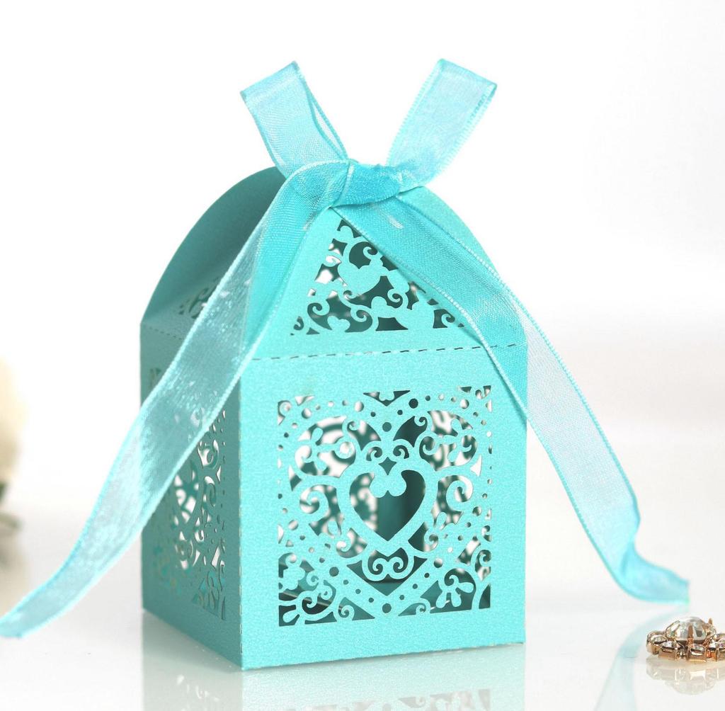 Ivory Heart-Shaped Wedding Candy Box for Chocolates