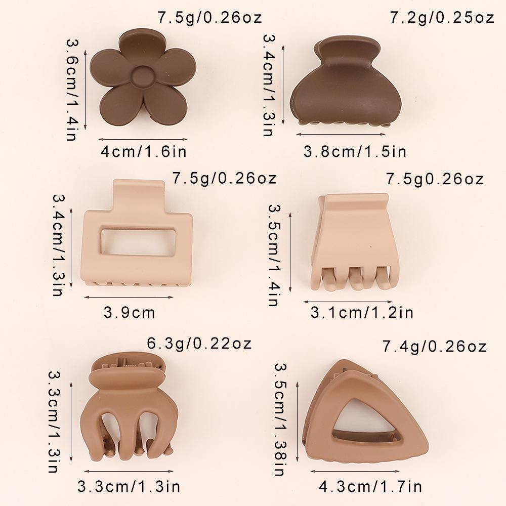 Coffee Color Series: Frosted Korean Hair Clips Set - Small Shark Clip & Side Bang Clip