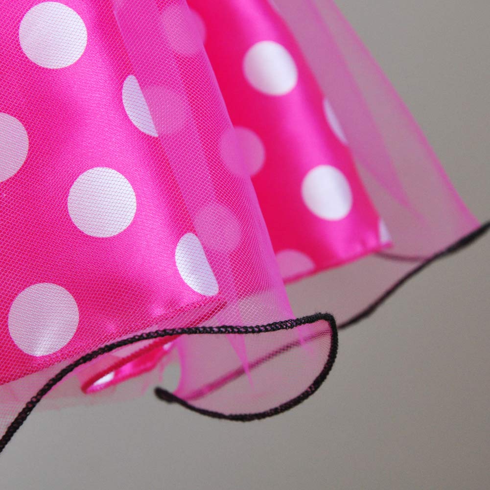 [CQDY] Transform Into a Minnie Mouse-esque Princess Dress (Children's Dress + Headband) 2-Piece Set, Polka Dot Minnie-Style Cosplay, Girls' Dress,