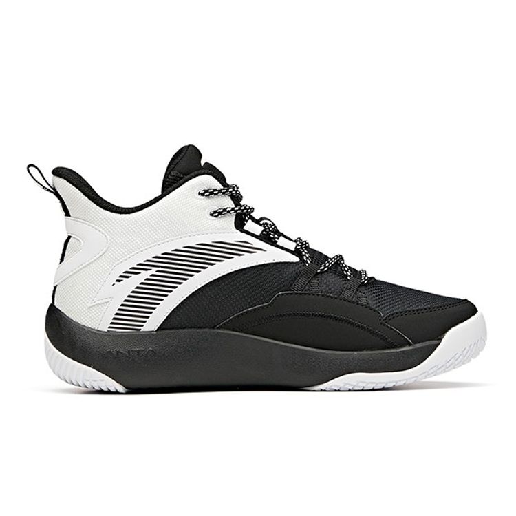 Anta Youth  Kids Night Non-Slip Wear-Resistant Lightweight Mid-Top Basketball Shoes Kids basketball shoes Black White A312111111A-4