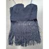 Yan Zi Export Day + Asymmetrical Collar Long Fringe Elegant Sexy Tube Top Vest Tops