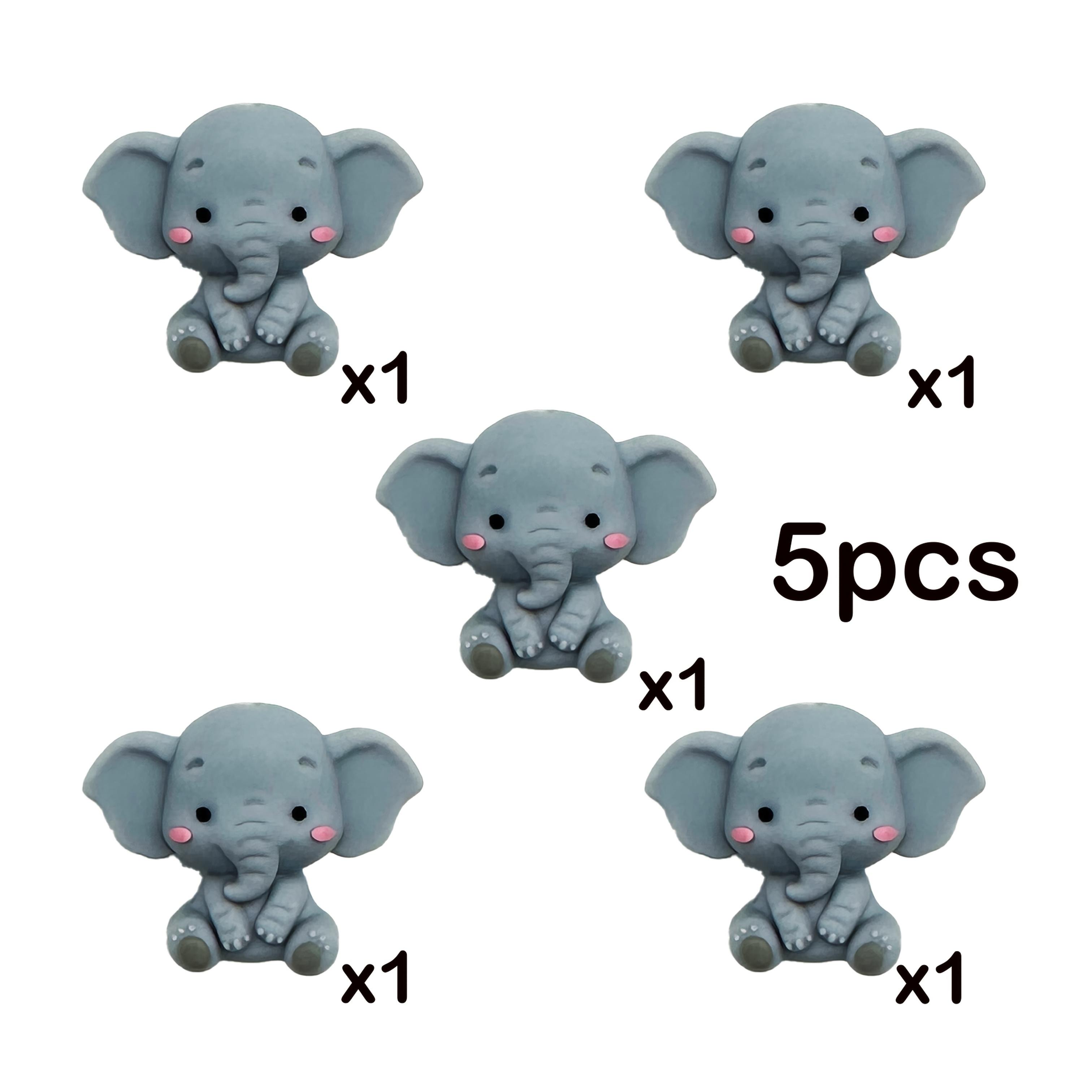 

5/10Pcs 3D Silicone Elephant Beads, Gray Spacer Charms for DIY Jewelry Making, Keychains, Clothing Accessories & Handmade Gifts