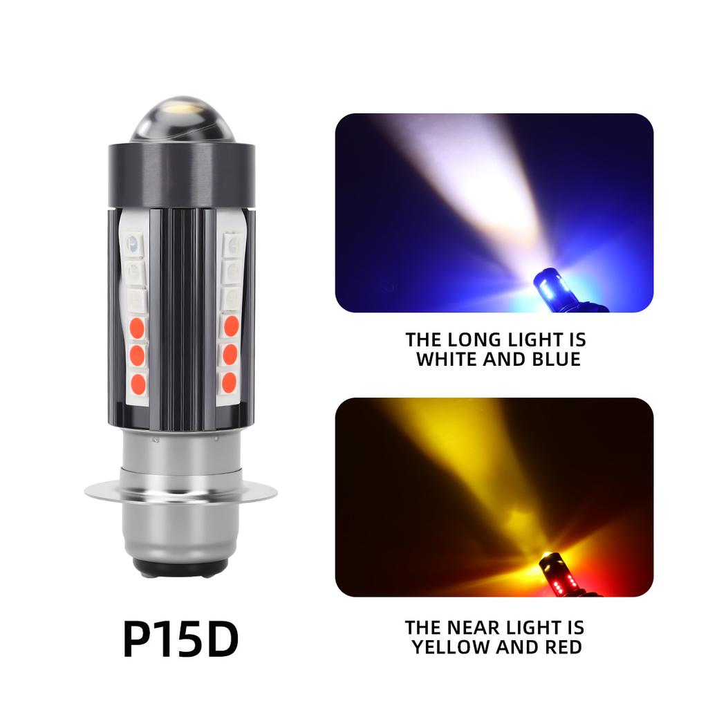 H4 BA20D P15D LED Bulbs Motorcycle Headlight Hi/Lo Beam Light Dual Color Spotlight 3570 Chip Motorcycle Auxiliary Accessories