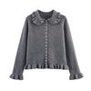 Slim-Fit Layered Knit Cardigan Sweater for Women - Autumn/Winter Fashion
