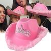 Strass Cowgirlhut Rosa Farbe Tiara Cowgirlhut Western Pailletten Cowboyhut für Jazz-Event