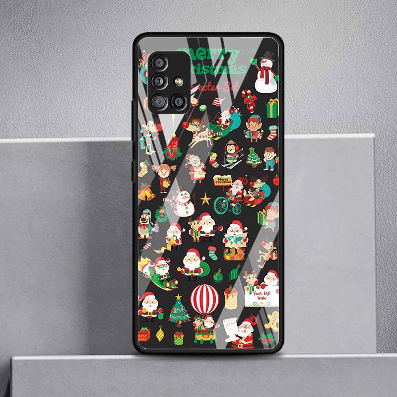 

Стеклянный чехол для телефона Samsung Galaxy A52 A12 A51 A72 A32 A21s A13 A32 A31 A50 A40 A22 A72 A70 Чехол Рождественский красный нос милый лось Samsung A10