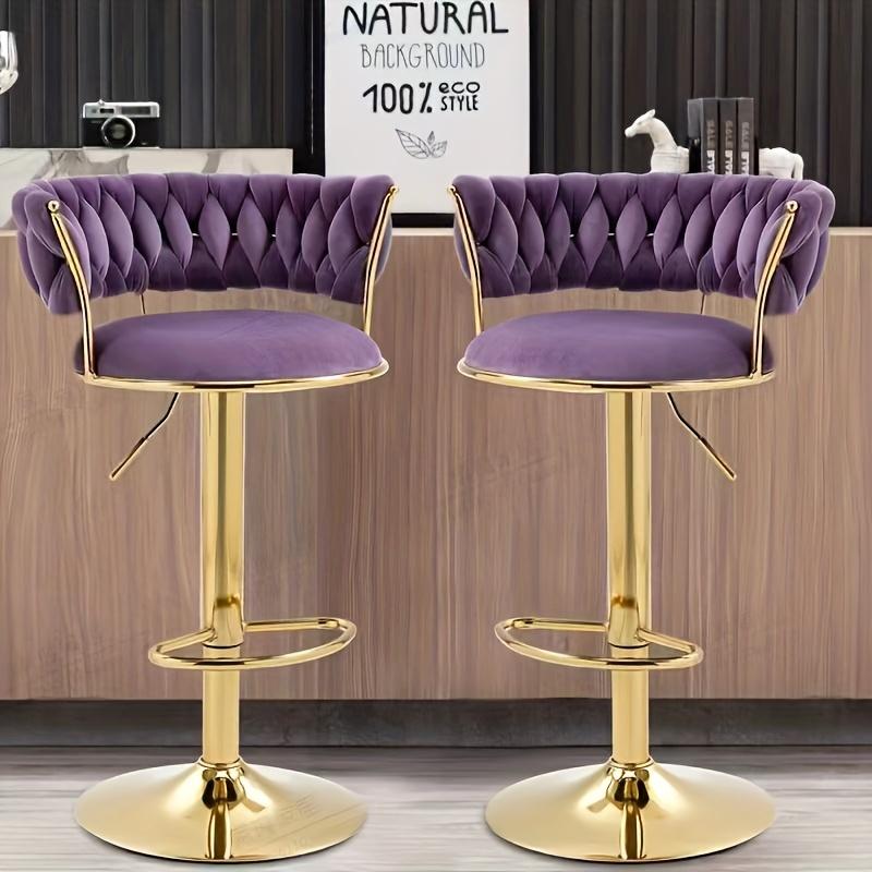 Sgabello Alto da Bar Girevole con Barra Sollevatrice Mobili Nordici Schienale Ergonomico Sgabelli da Bar in Velluto Sgabelli da Bar Regolabili in Altezza