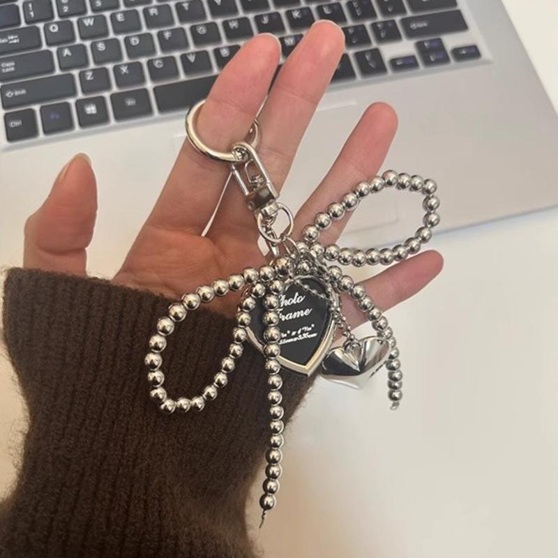 Cute Bowknot Heart Pendant Creative Delicate Beades Women Girl Hangbag Backpack Hanging Pandent CLE