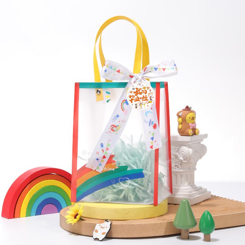 Kindergarten Party Favor Gift Bag with Transparent Handle for Back-to-School and Birthday.