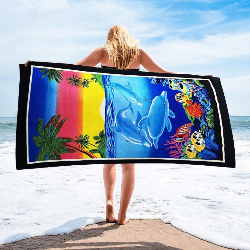 2026 Ultra-Fine Fiber Beach Towel Printed Surf Towel Water Absorption
