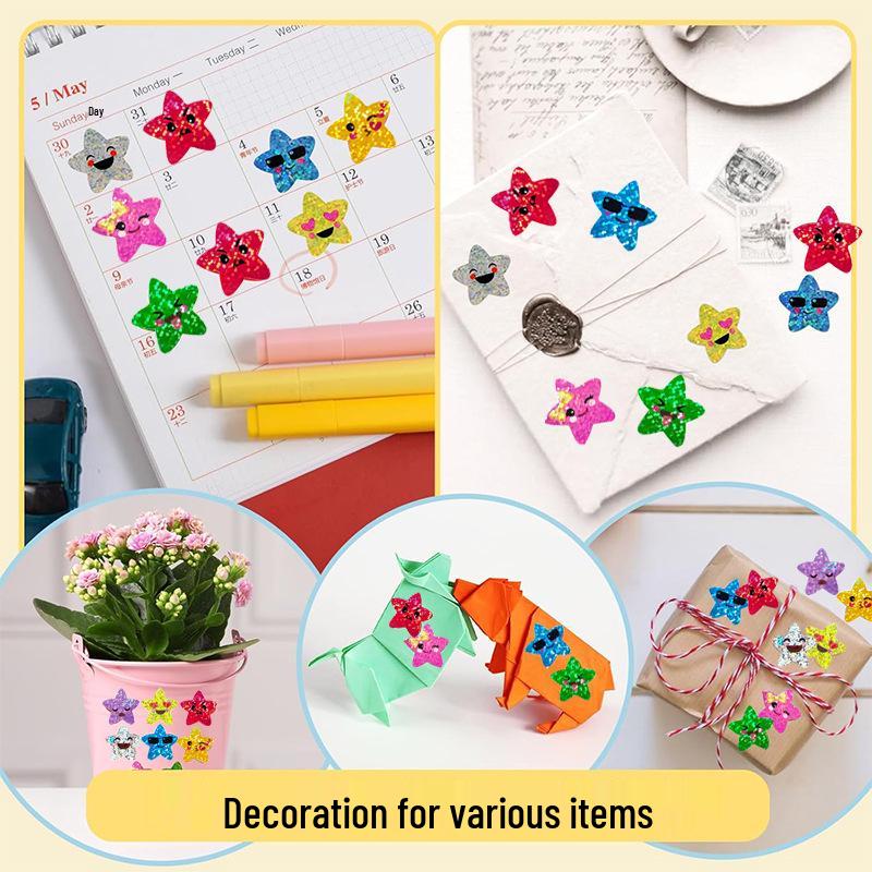 Waterproof Laser Star Stickers: DIY Self-Adhesive Smile Face Stars